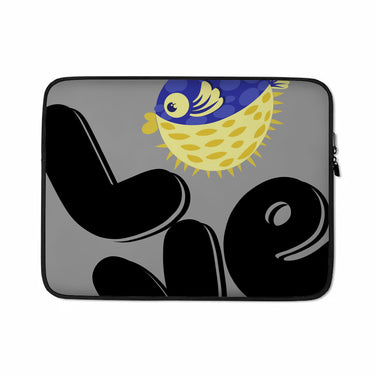 Love Fishing Blue Blowfish Globe Laptop Sleeve